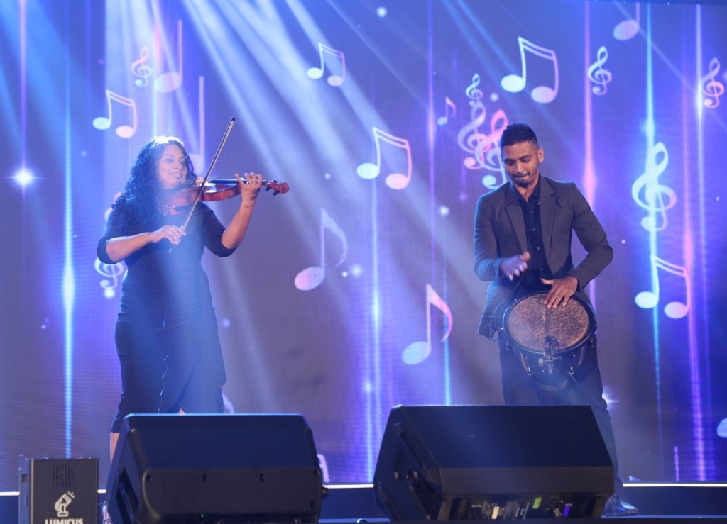 Violin & Percussion Closeup Stage Duo Performance